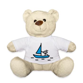 Stick figure sailing - V2 - Teddy Bear - white - Front