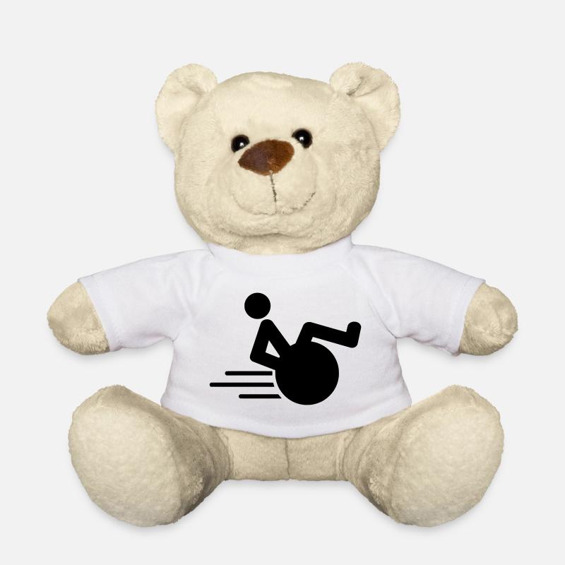 Utilisateur de fauteuil roulant faisant un wheelie Rouleau rapide # - Nounours - blanc
