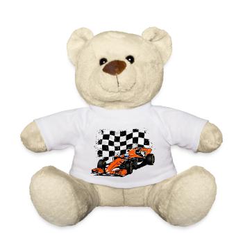 Racecar - Rennauto - Racing Flag - Teddy - Weiß - Vorne