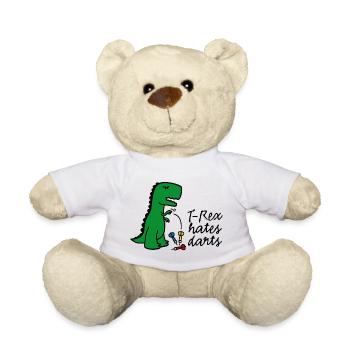 T-Rex hates darts - Darts Dartspieler Dinosaurier - Teddy - Weiß - Vorne
