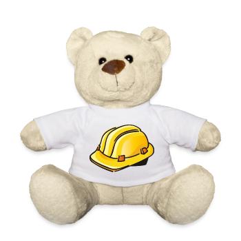 yellow construction helmet | hard hat - Teddy Bear - white - Front