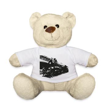 Steam locomotive, railway - Teddy Bear - white - Front