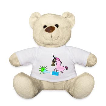 Corona Maske Einhorn Virus Desinfektion - Teddy - Weiß - Vorne