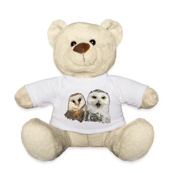 Harfang des neiges et effraie des clochers - Nounours - blanc - Devant