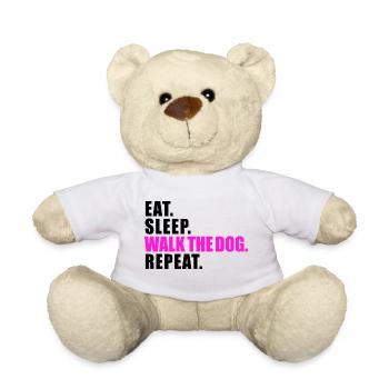 EAT SLEEP WALK THE DOG REPEAT GESCHENK HUND GASSI - Teddy - Weiß - Vorne