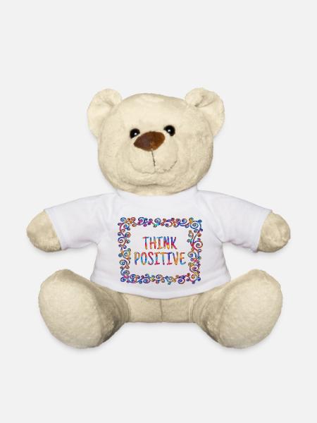 Think positive, coole, Sprüche, Positives Denken - Teddy - Weiß