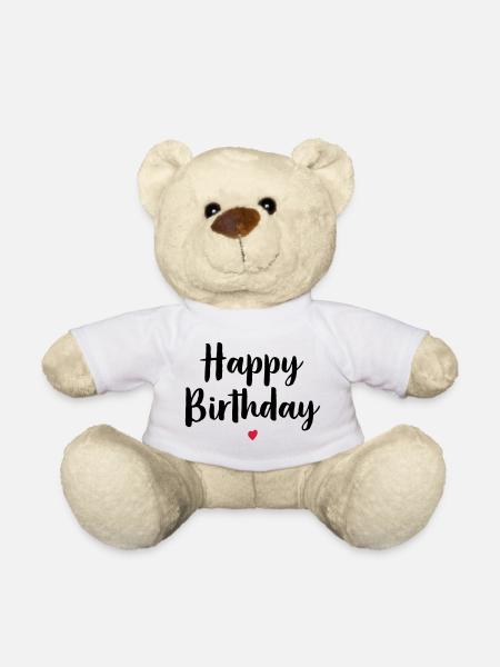 Happy Birthday Herz Geburtstag Geschenk - Teddy - Weiß