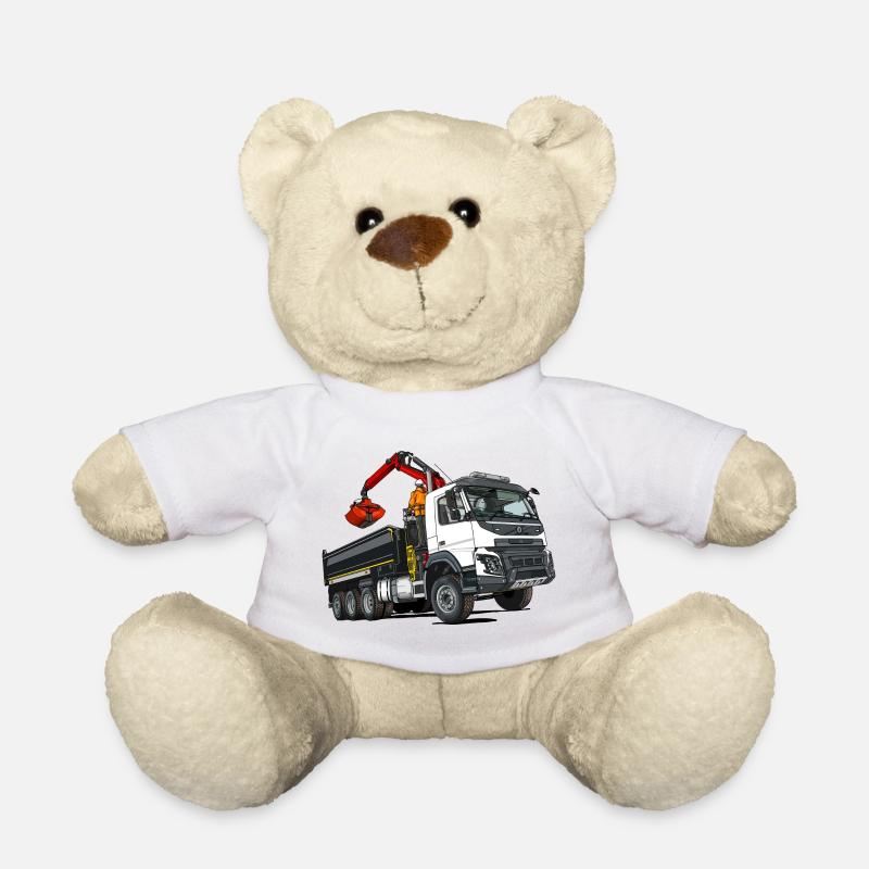 Truck with crane - Teddy Bear - white
