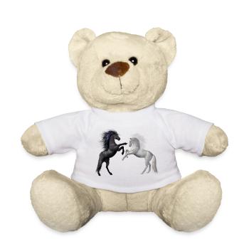 Dancing Horses in Dark and Light - Teddy Bear - white - Front