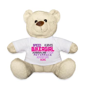 Bikergirl Herz Biker Girl Motorradfahrerin Bikerin - Teddy - Weiß - Vorne