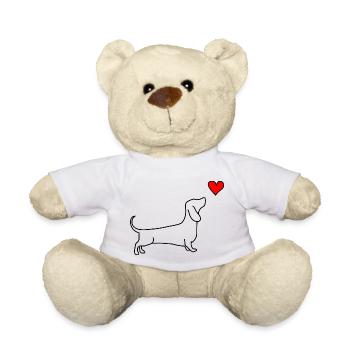 Teckel chien amour coeur - Nounours - blanc - Devant