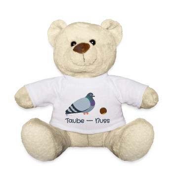Taube Nuss - Pigeon Friend - Stadttaube und Nuss - Teddy - Weiß - Vorne