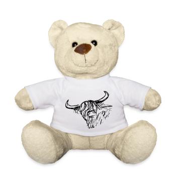 schottische highlander Tinte Stift Zeichnung grobe Skizze - Teddy - Weiß - Vorne