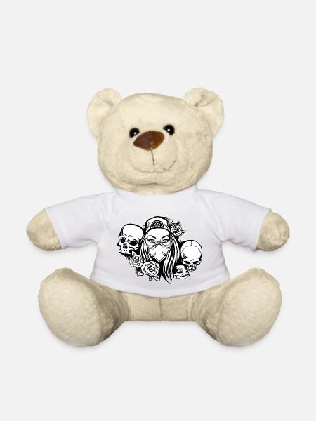 Metal Lady with Mask - Teddy Bear - white