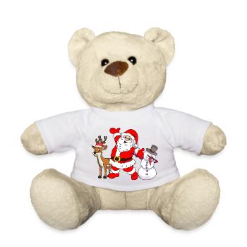 SANTA CLAUS & SNOWMAN by The Manzanita ́s - Teddy Bear - white - Front