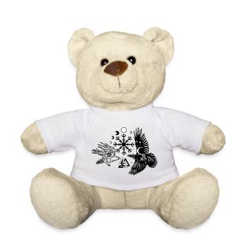 Hugin und Munin mit Vegvisir Valknut - Teddy - Weiß - Vorne