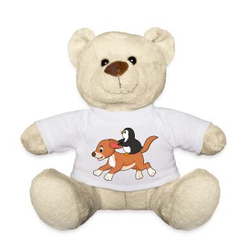 penguin riding a dog penguin dog king penguin - Teddy Bear - white - Front