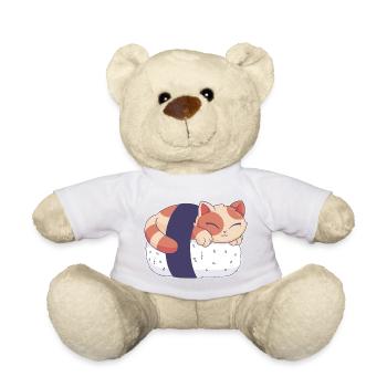 HQshirts Sushi Katze Niedlich - Teddy - Weiß - Vorne