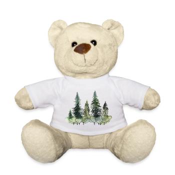 Waldwald Wasserfarben Landschaft - Teddy - Weiß - Vorne