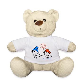 Sparrow, Sun, Spring - Teddy Bear - white - Front