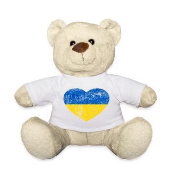 Ukraine Flagge Fahne Grunge Retro Herz - Teddy - Weiß - Vorne