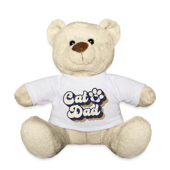 Cat Dad - Retro Kitty Cat Paw Cat Lover Papa Cadeau - Nounours - blanc - Devant