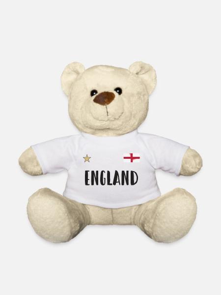 England Football Fan Shirt English Flag - Teddy Bear - white