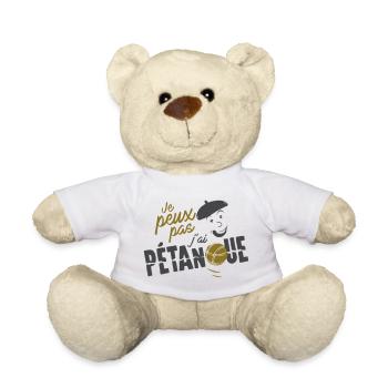 Je peux pas j'ai pétanque, humour pétanque ! - Nounours - blanc - Devant
