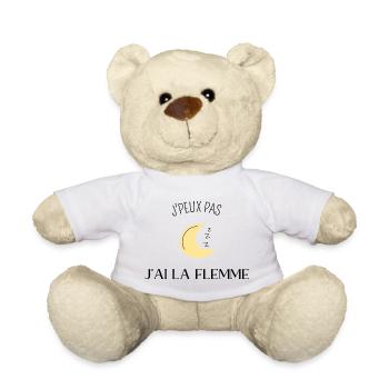 Je peux pas jai la flemme - Nounours - blanc - Devant