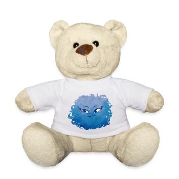 Petit Monstre pelote n°7 – bleu - Nounours - blanc - Devant