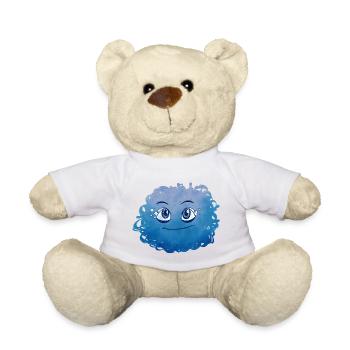Petit Monstre pelote n°8 – bleu - Nounours - blanc - Devant