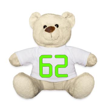 Number 62 - Teddy Bear - white - Front