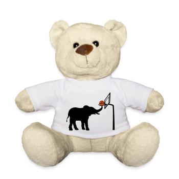 Basketball spielender Elefant Silhouette - Teddy - Weiß - Vorne