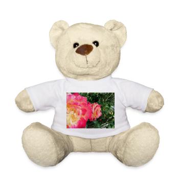 roses jaune et roses - Nounours - blanc - Devant