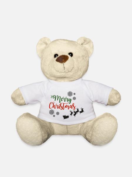 Unisex Merry Christmas Jersey Premium T-shirt - Teddy Bear - white
