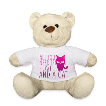 All You Need is Love and a Cat T-Shirt + MORE! - Teddy Bear - white - Front