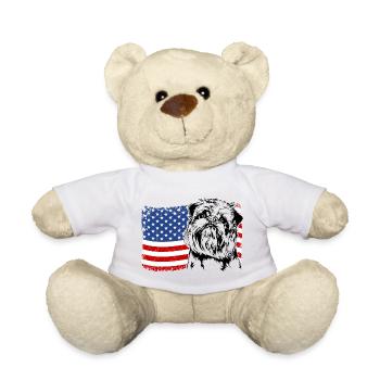 BELGIAN Dwarf Griffon America Flag Wilsigns - Teddy Bear - white - Front