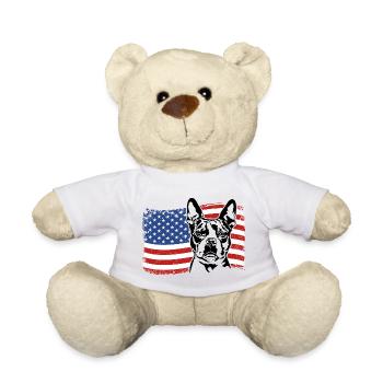 BOSTON TERRIER Amérique Flag Chiens Chiens Wilsigns - Nounours - blanc - Devant