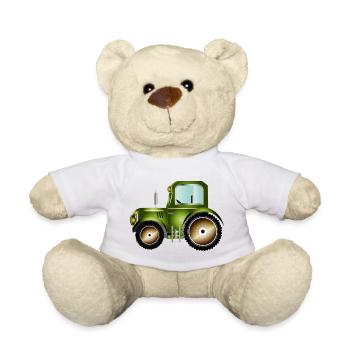 green tractor for tractor and farm fans - Teddy Bear - white - Front