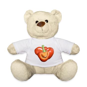 Ja Paprika! Lustiges Gemüse lacht froh glücklich - Teddy - Weiß - Vorne