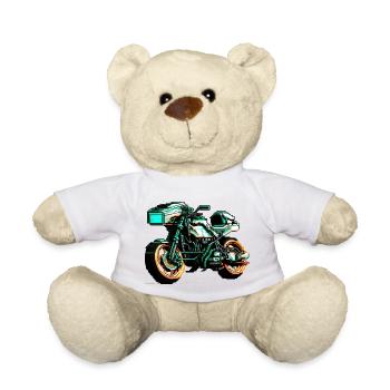 Motorcycle in 8 bit as vector graphics for bikers - Teddy Bear - white - Front