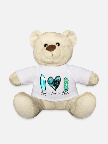 surfen lieben skaten welle herz - Teddy - Weiß