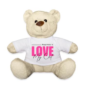 Le bonheur, c’est l’amour mon chat - Nounours - blanc - Devant