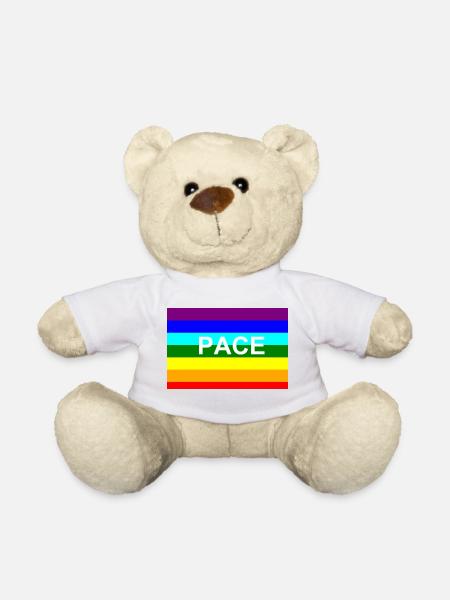 Peace / Pace-Regenbogen-Fahne - Teddy - Weiß