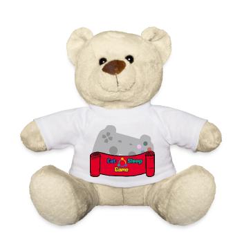 Eat Sleep Game and Repeat - Red/Grey/Colorful - Teddy Bear - white - Front