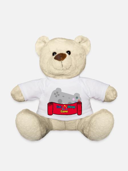 Eat Sleep Game and Repeat - Rot/Grau/Bunt - Teddy - Weiß