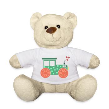 Véhicule à moteur Agricole agricole Coeur Tracteur Champ d’agriculteur biologique - Nounours - blanc - Devant