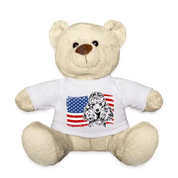 Miniature Poodle America Flag Dogs Wilsigns - Teddy Bear - white - Front