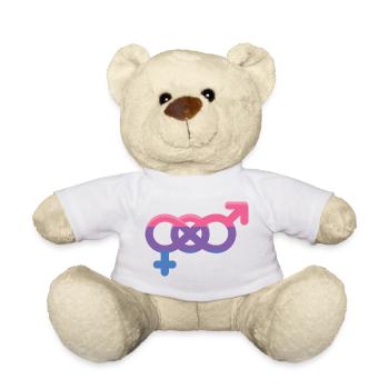 Mois de la fierté LGBTQ - Signe bisexuel - Nounours - blanc - Devant