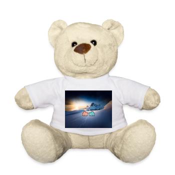 hugadino dinos in the snow, cute dinosaur, love - Teddy Bear - white - Front